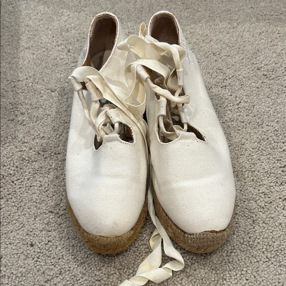 Joan & David Cream Espadrille Shoes